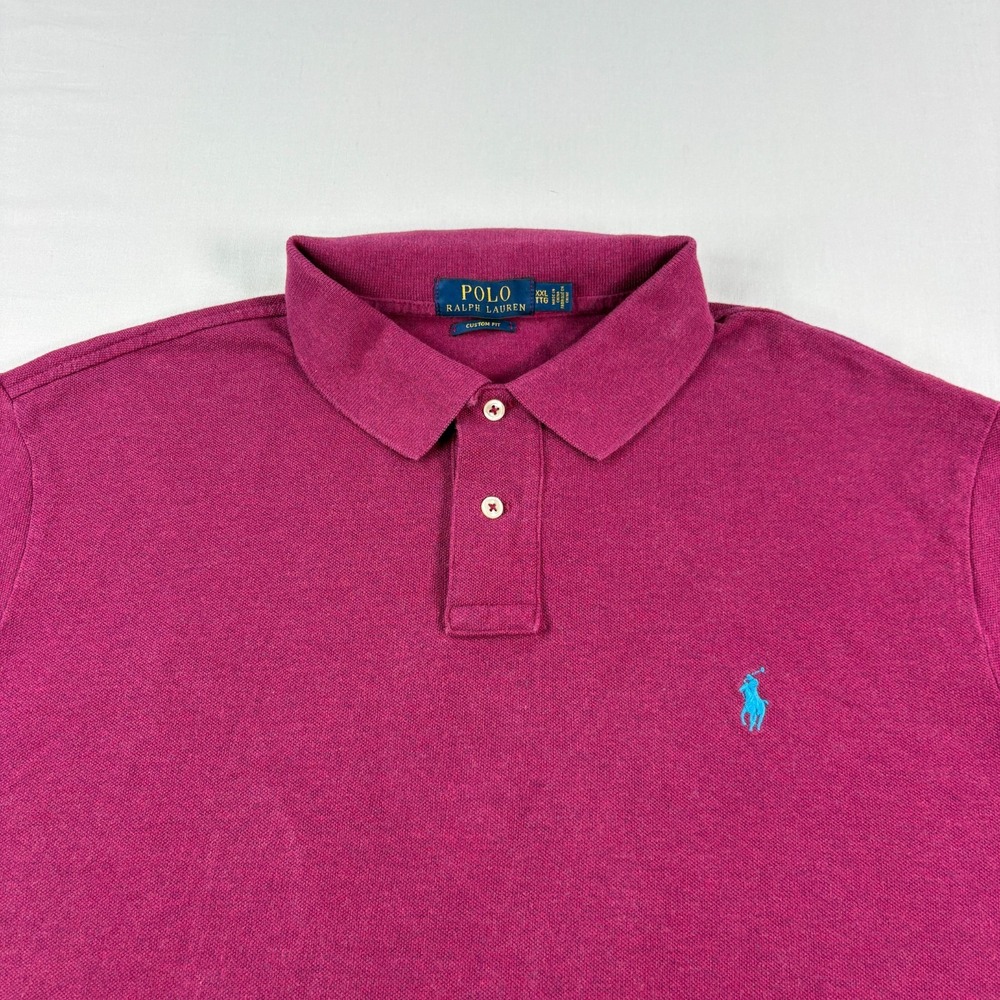 Polo Ralph Lauren Shirt Mens 2XL Pink Custom Fit Short Sleeve Preppy Cotton - Picture 3 of 9